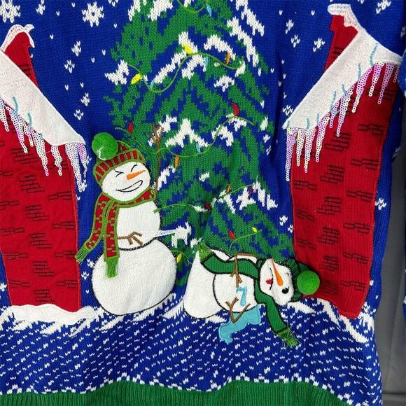 Jolly Sweater Unisex LED Light-Up Snowman Christmas Pullover Large - Picture 2 of 9